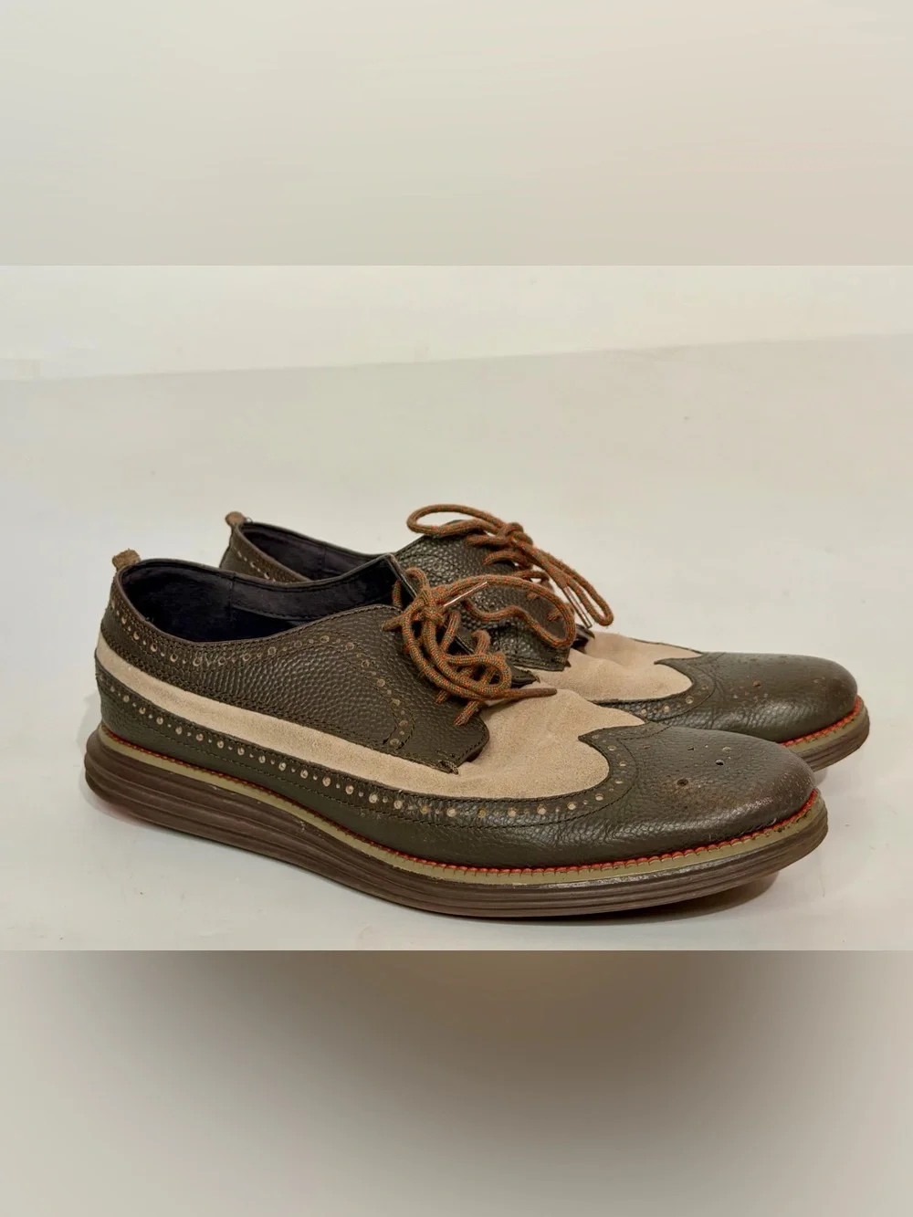 COLE HAAN Men’s 9.5 OriginalGrand Short Wingtip Oxford Men's Brown Dress Shoes